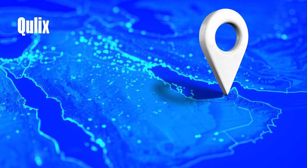 Map of the Middle East with a location pin