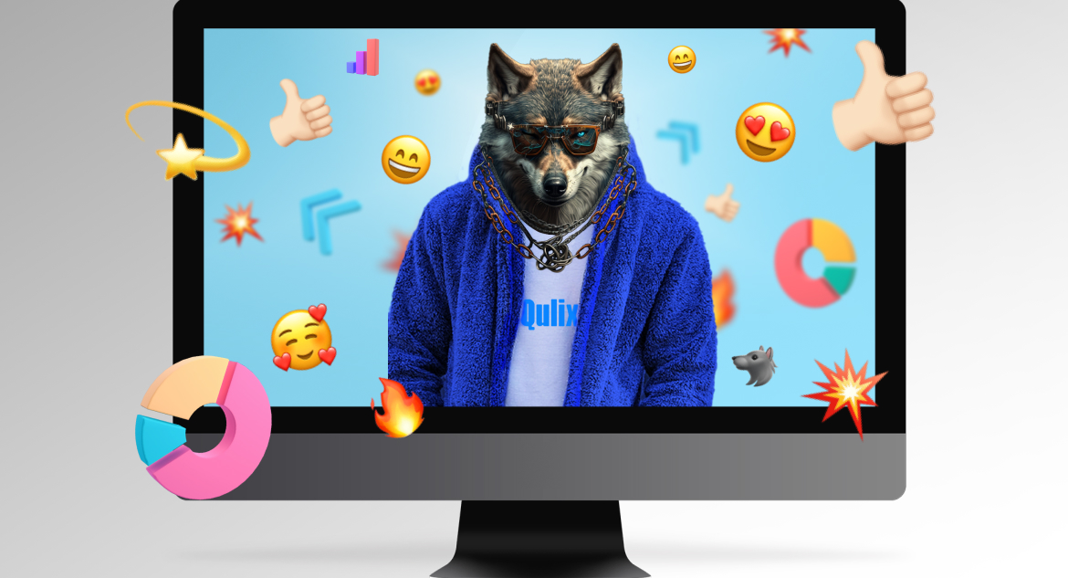 Wolf in fashionable jacket ready to explore trends of saas design.