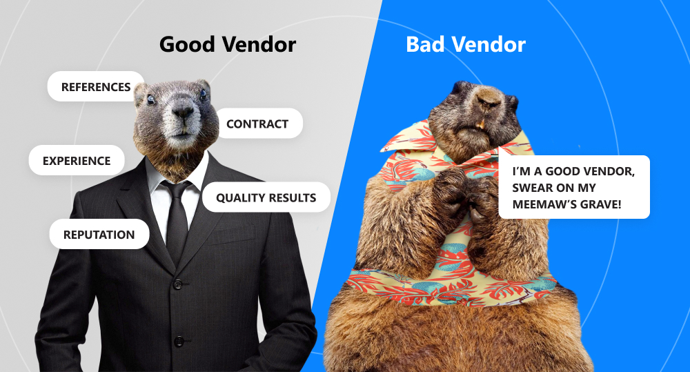 Infographics of good and bad gopher vendor of offshoring development center