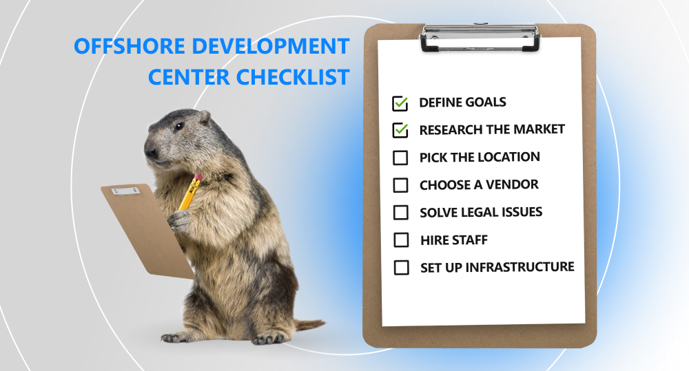 Infographics of checklist for opening offshore development center