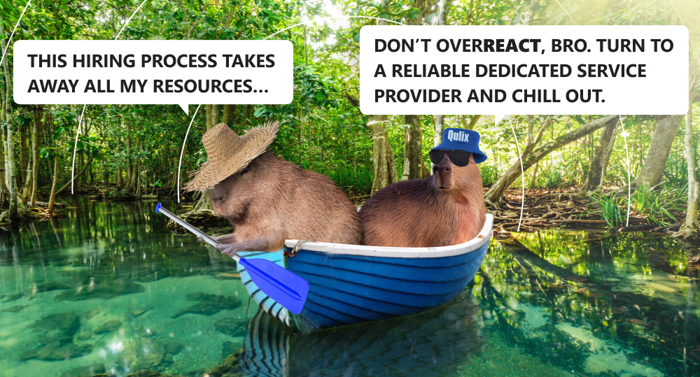 two capybaras sitting in boat and discussing where to find react js developers