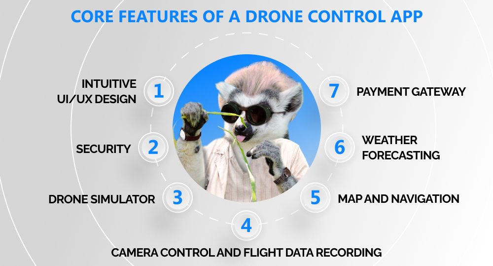Lemur is crazy scientist who talks about drone app core features.