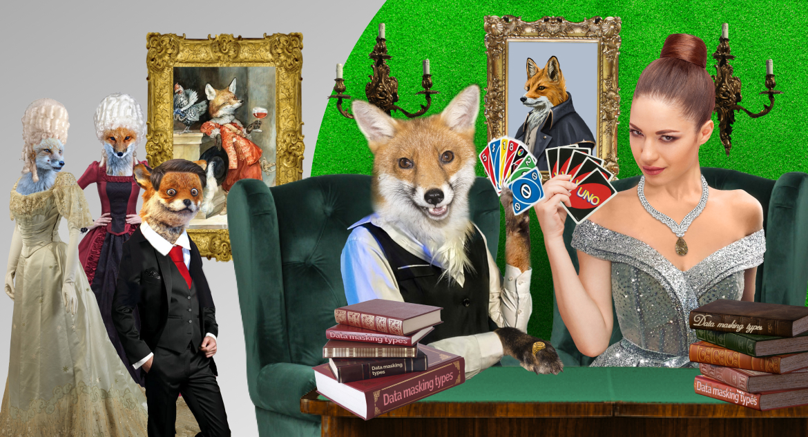 Foxes play Uno and game is metaphor for SQL Server data masking types.