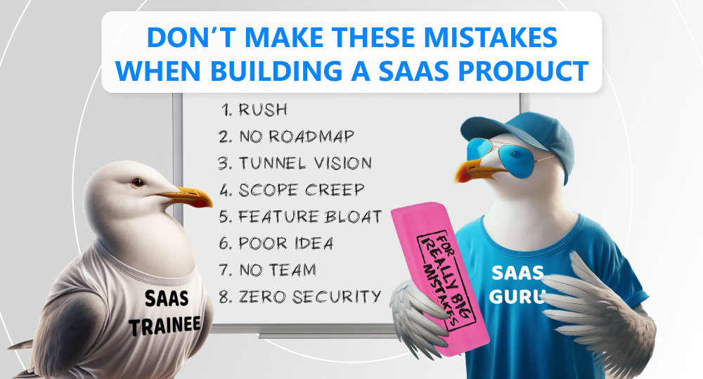 Infographics of popular mistakes during developing saas product