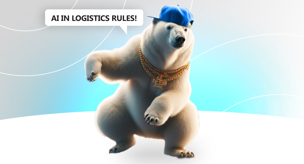 Bear wears cap and chain and says that AI in logistics rules.