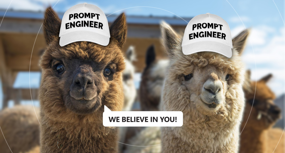 Two lamas in hats.