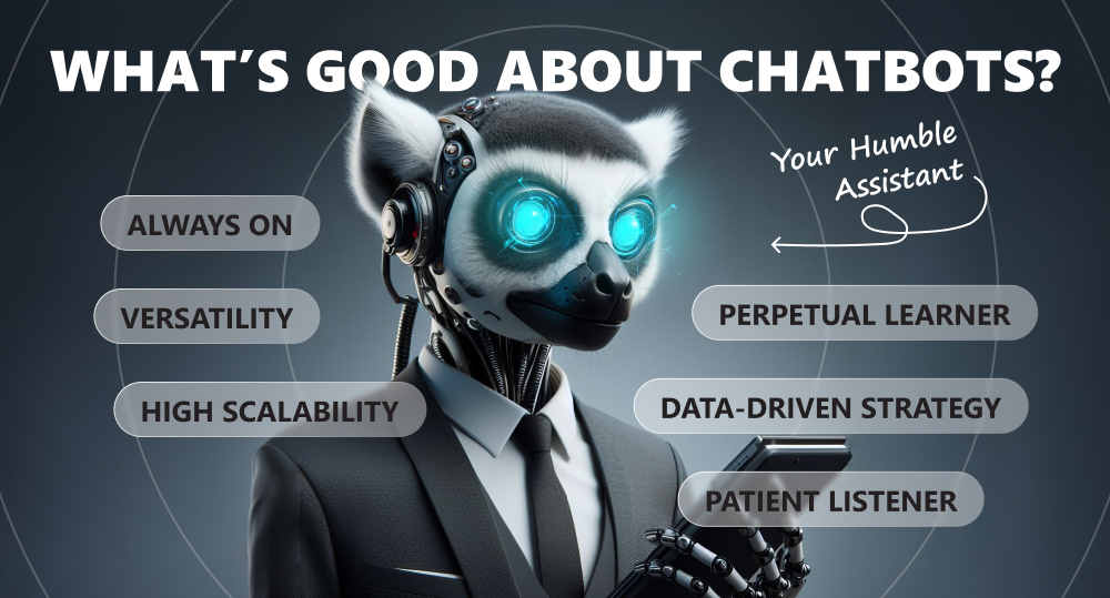 Infographics with key characteristics of a good chatbot for sales
