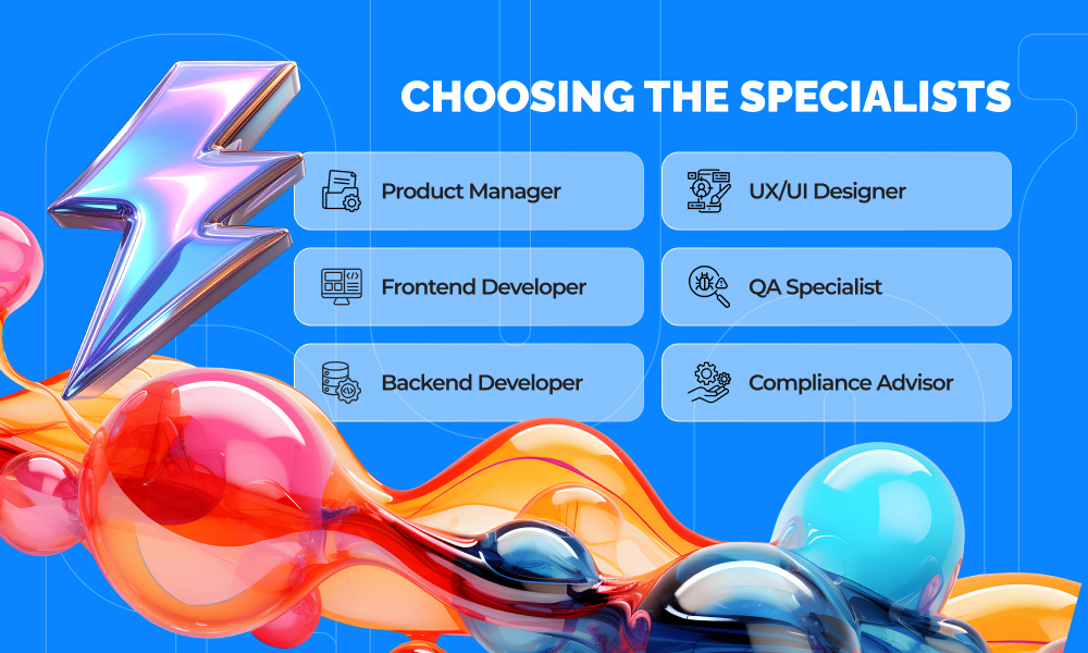 infographic on what team to assemble to build a digital wallet mvp