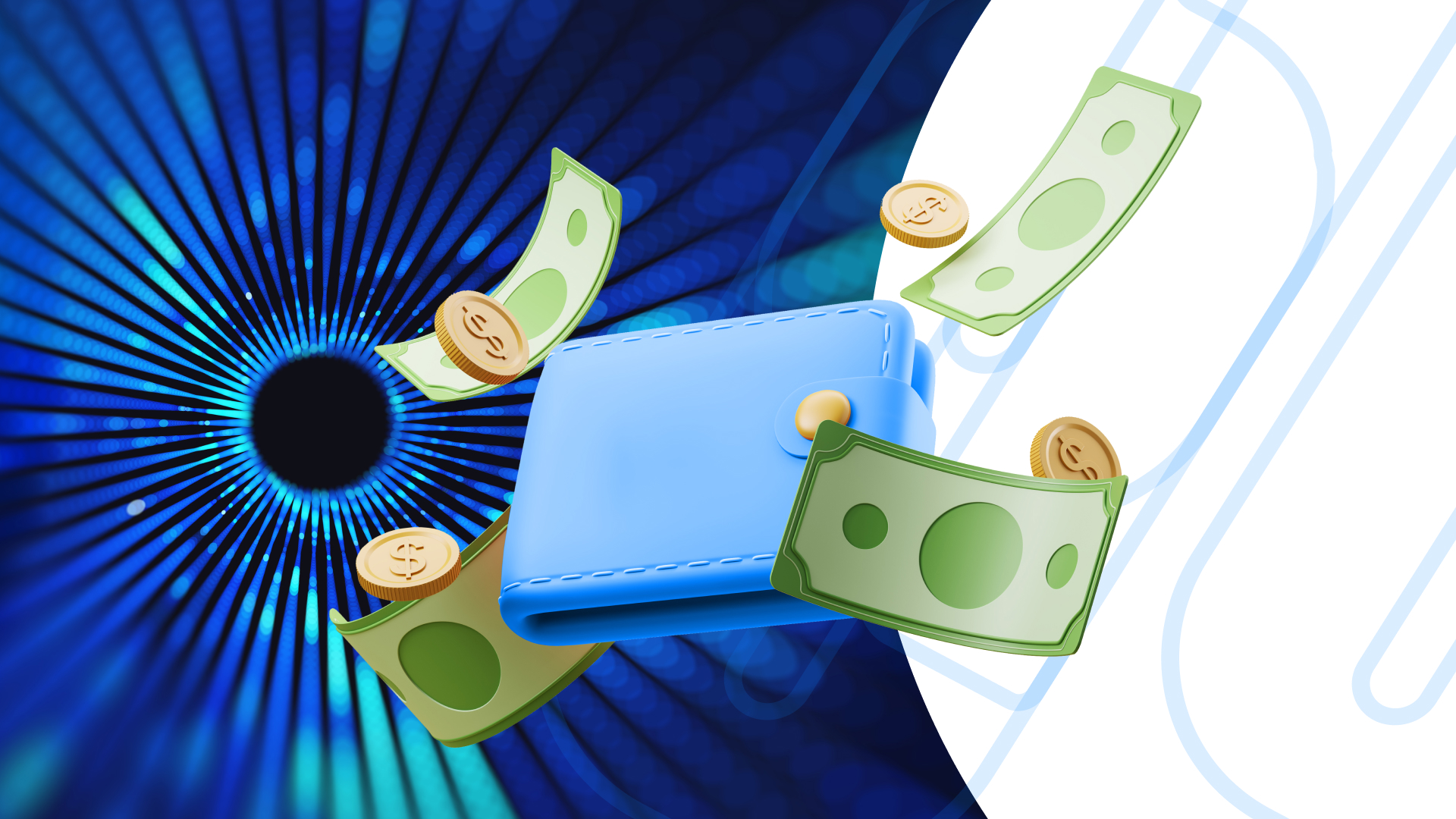 The picture shows a wallet with cash