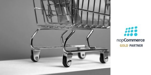Shopping cart next to nopCommerce logo.